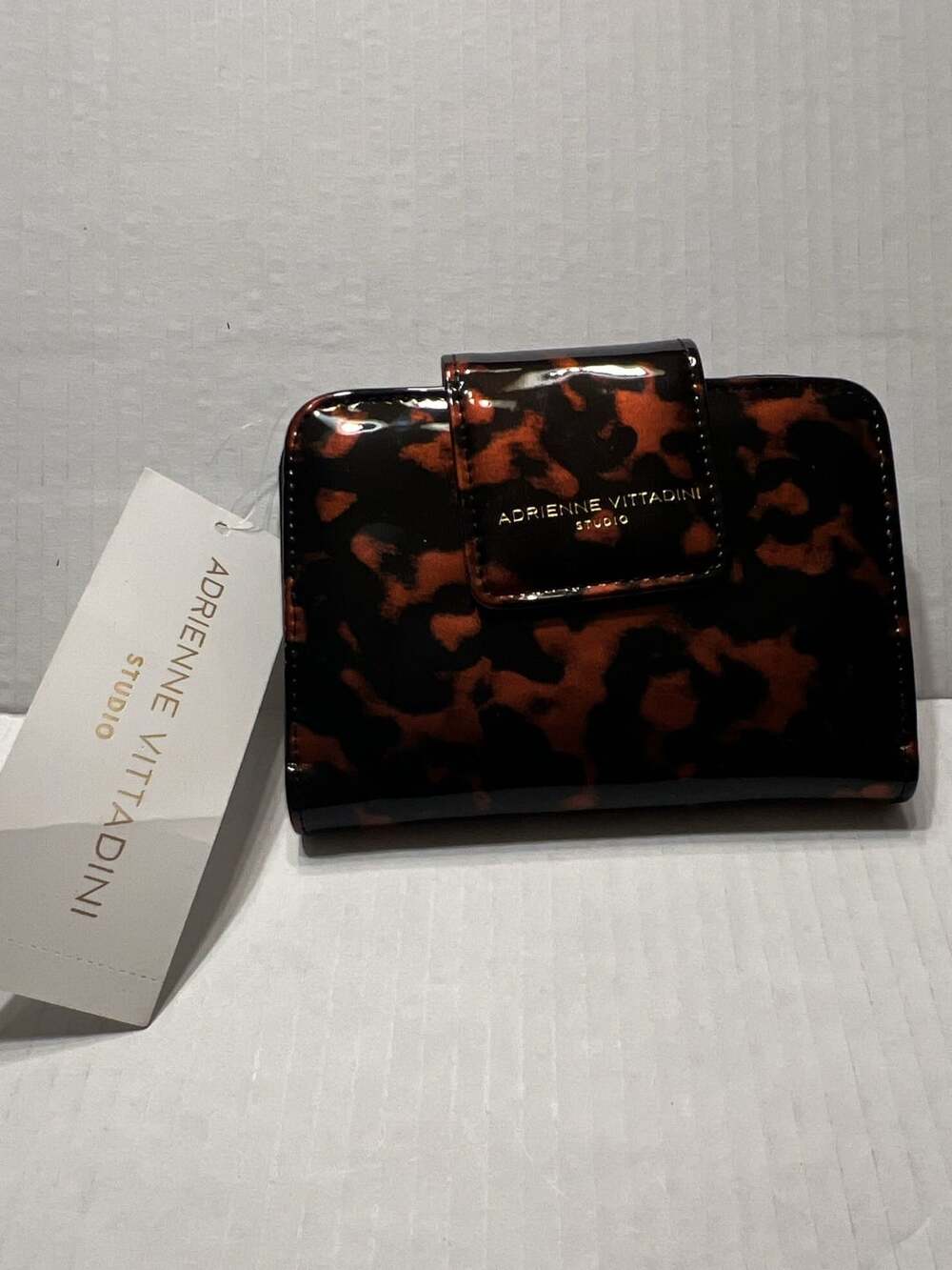 Adrienne Vittadini Studio French Purse Wallet Tortoise Shell Patent NEW